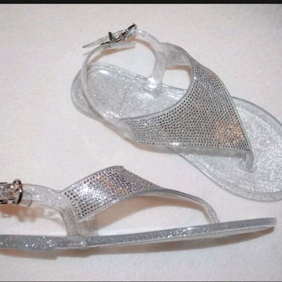 BRAND NEW RHINESTONES EMBELLISHMENTS JELLY CLEAR GLITTER SANDAL G1 - Picture 4 of 16